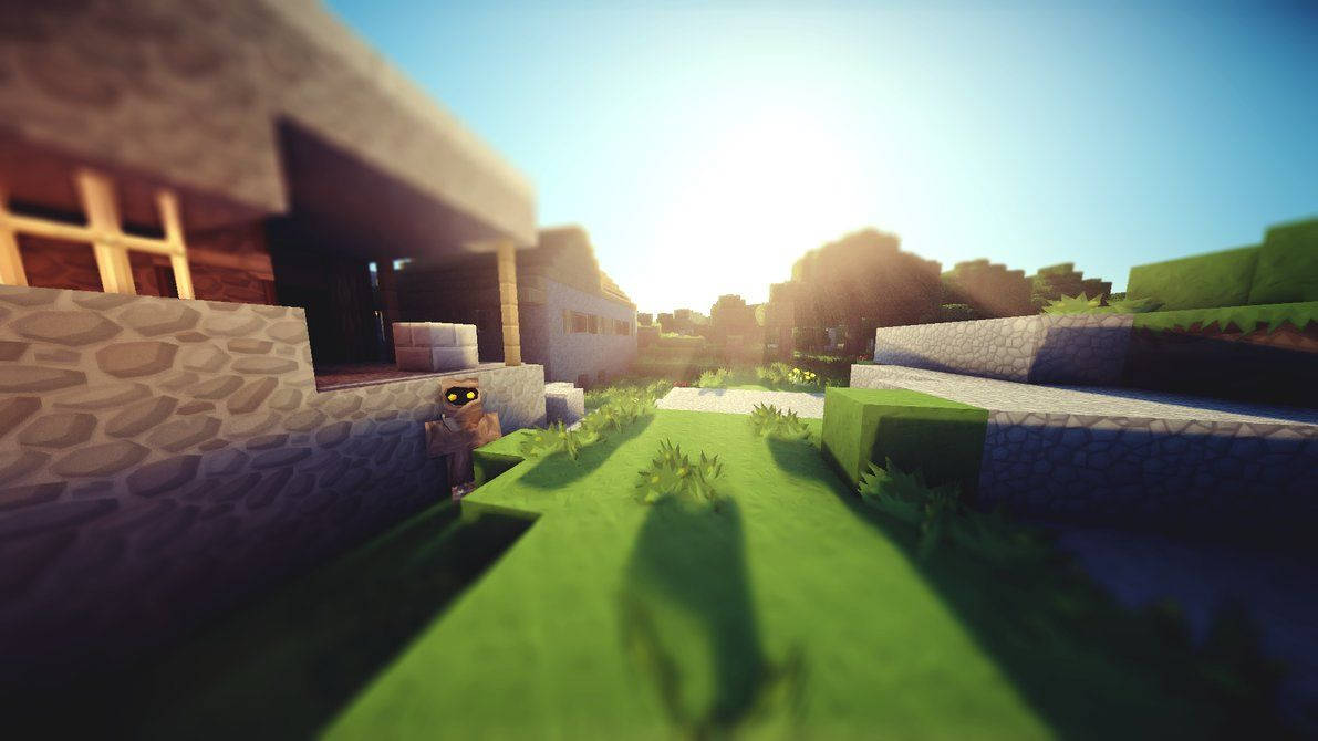 Siku Njema na Jua Kali Minecraft Picha ya Ukuta