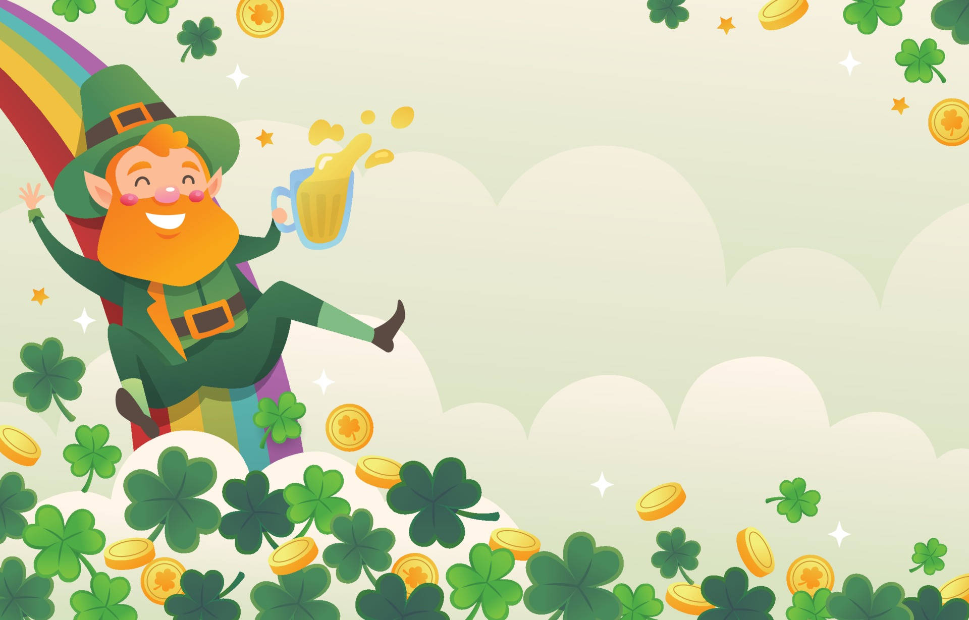 Siku ya Saint Patrick na Leprechaun wa Katuni Picha ya Ukuta