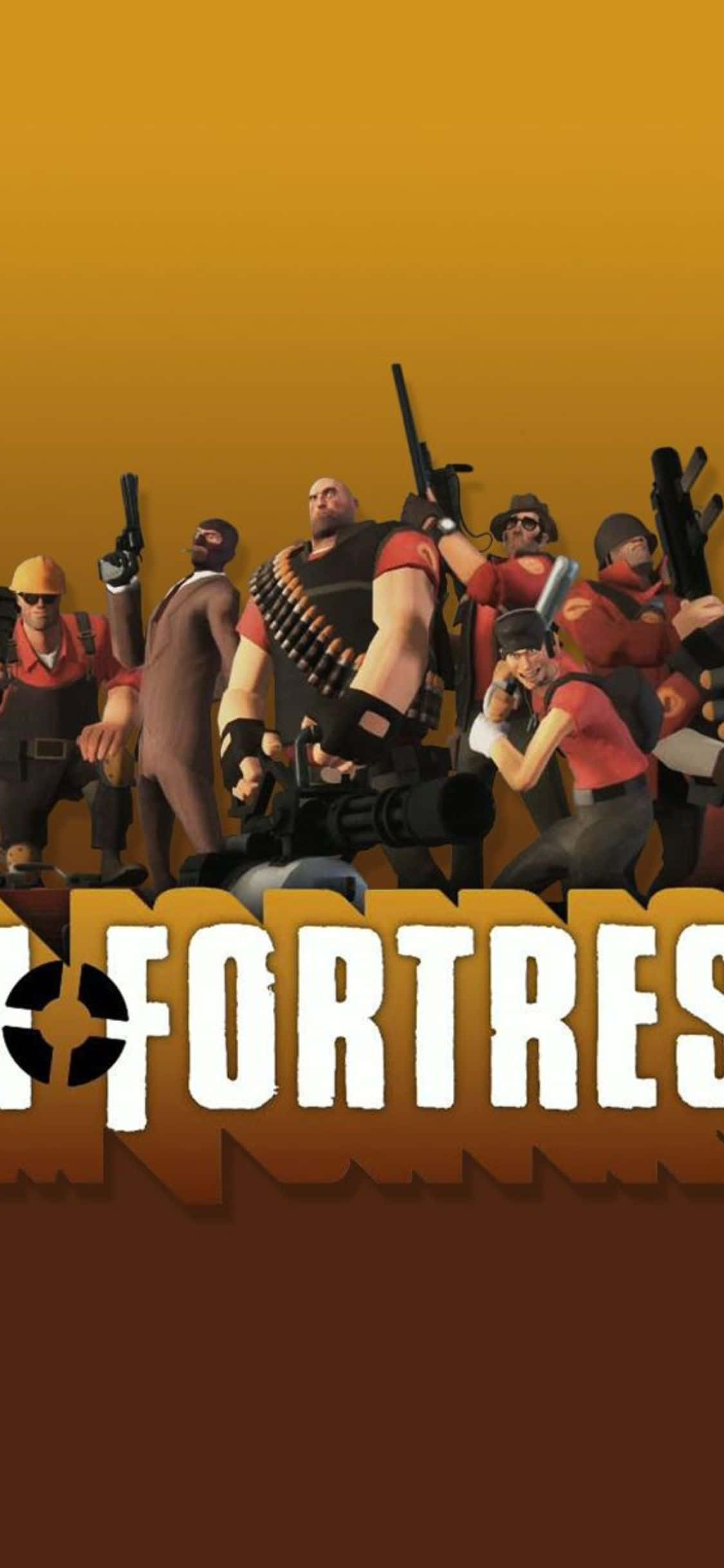 Silaha za Team Fortress 2 katika Background ya iPhone Xs Picha ya Ukuta