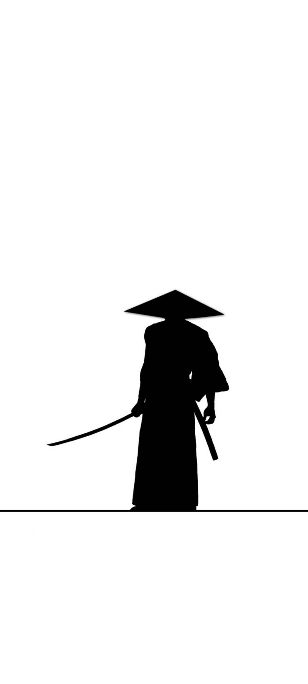 Silhouette Nyeupe ya Samurai iPhone Picha ya Ukuta