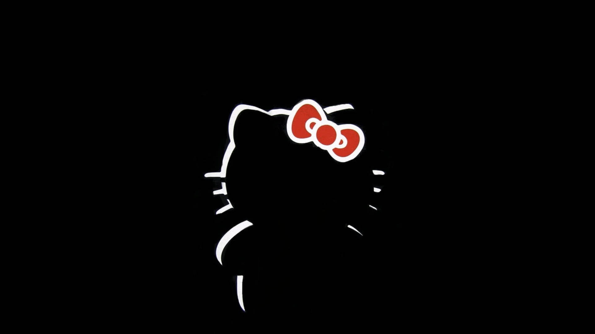Silhouette Nyeusi ya Hello Kitty Iliyorahisishwa Picha ya Ukuta