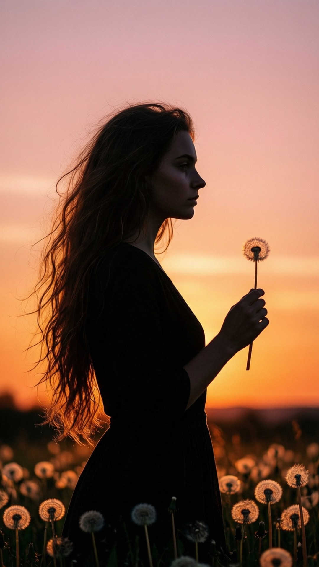 Silhouette ya Dandelion Picha ya Ukuta