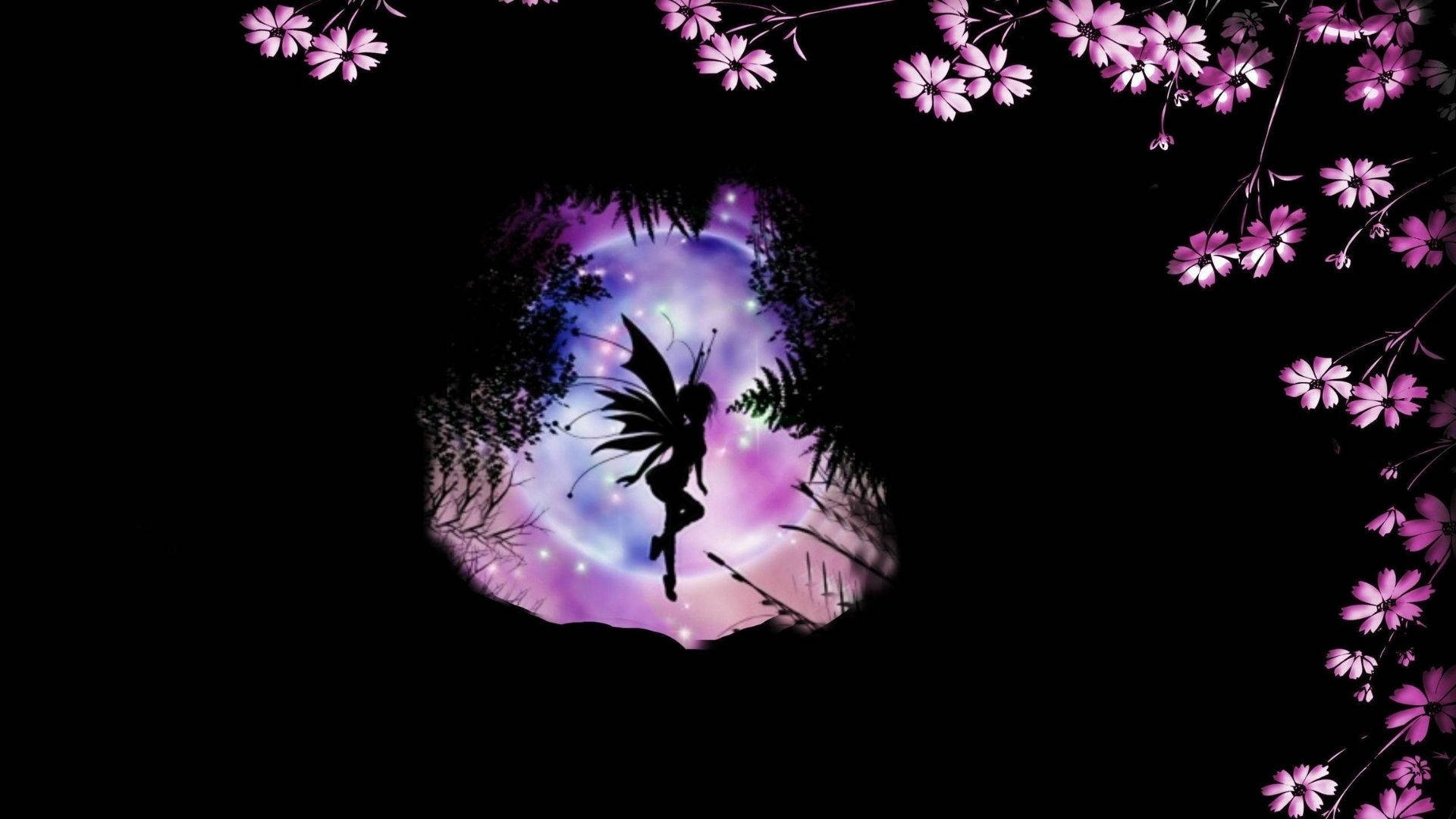 Silhouette Ya Fairy Maridadi Picha ya Ukuta