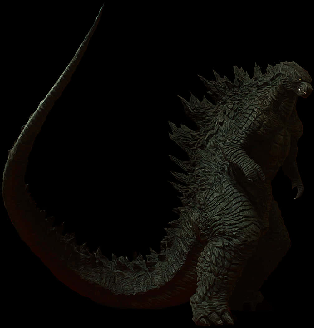 Silhouette ya Godzilla Dhidi ya Mandhari Nyeusi Picha ya Ukuta