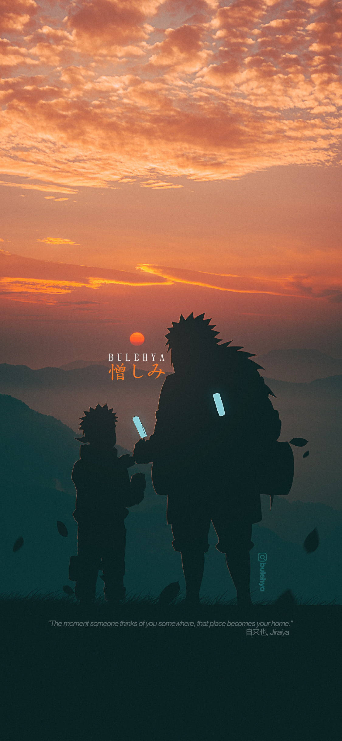 Silhouette ya Jiraiya na Naruto Simu 4K Picha ya Ukuta