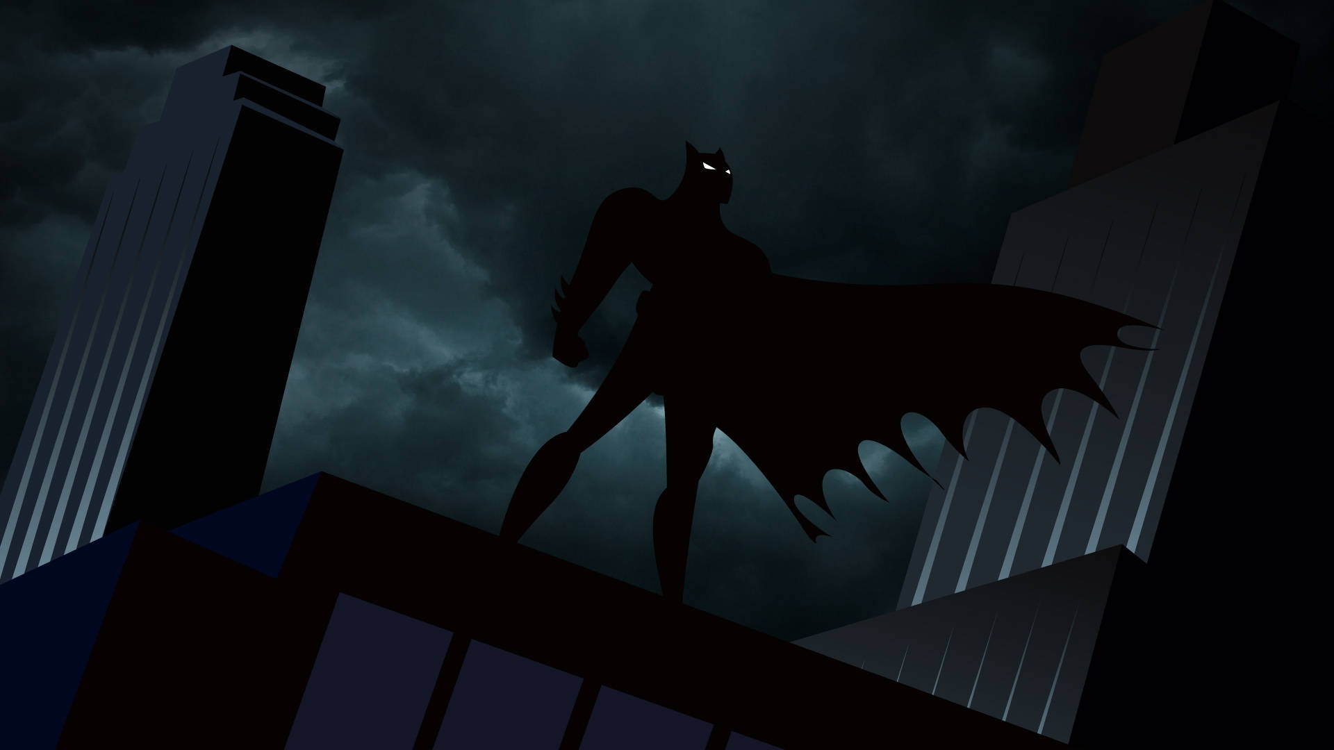 Silhouette ya Katuni ya Batman Picha ya Ukuta