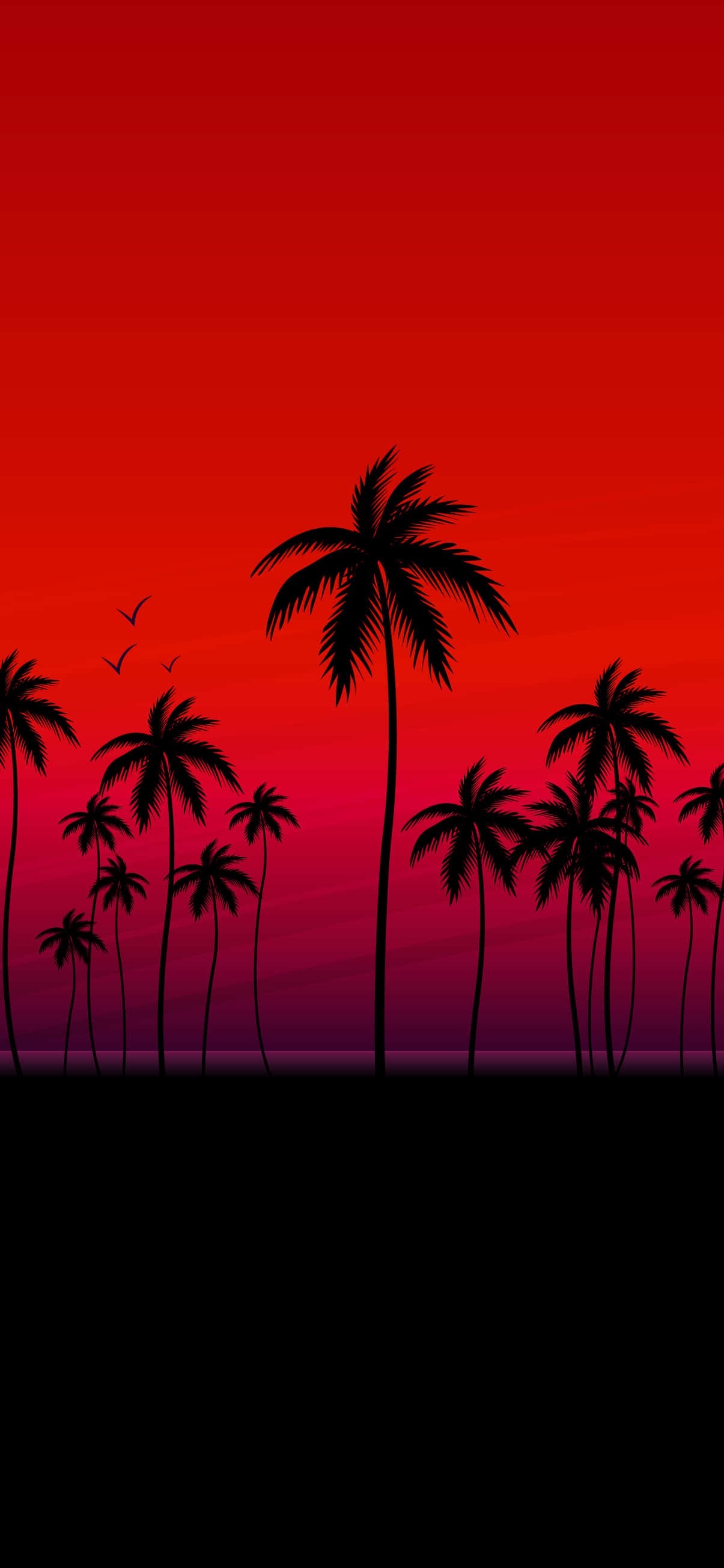 Palm Trees Silhouette Aesthetic Red Background Picha ya Ukuta