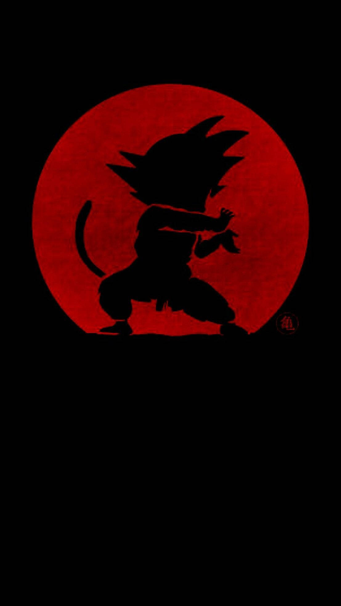 Silhouette ya Mtoto Son Goku iPhone Picha ya Ukuta