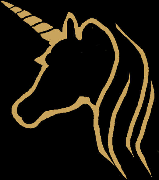 Silhouette ya Unicorn Dhahabu Picha ya Ukuta