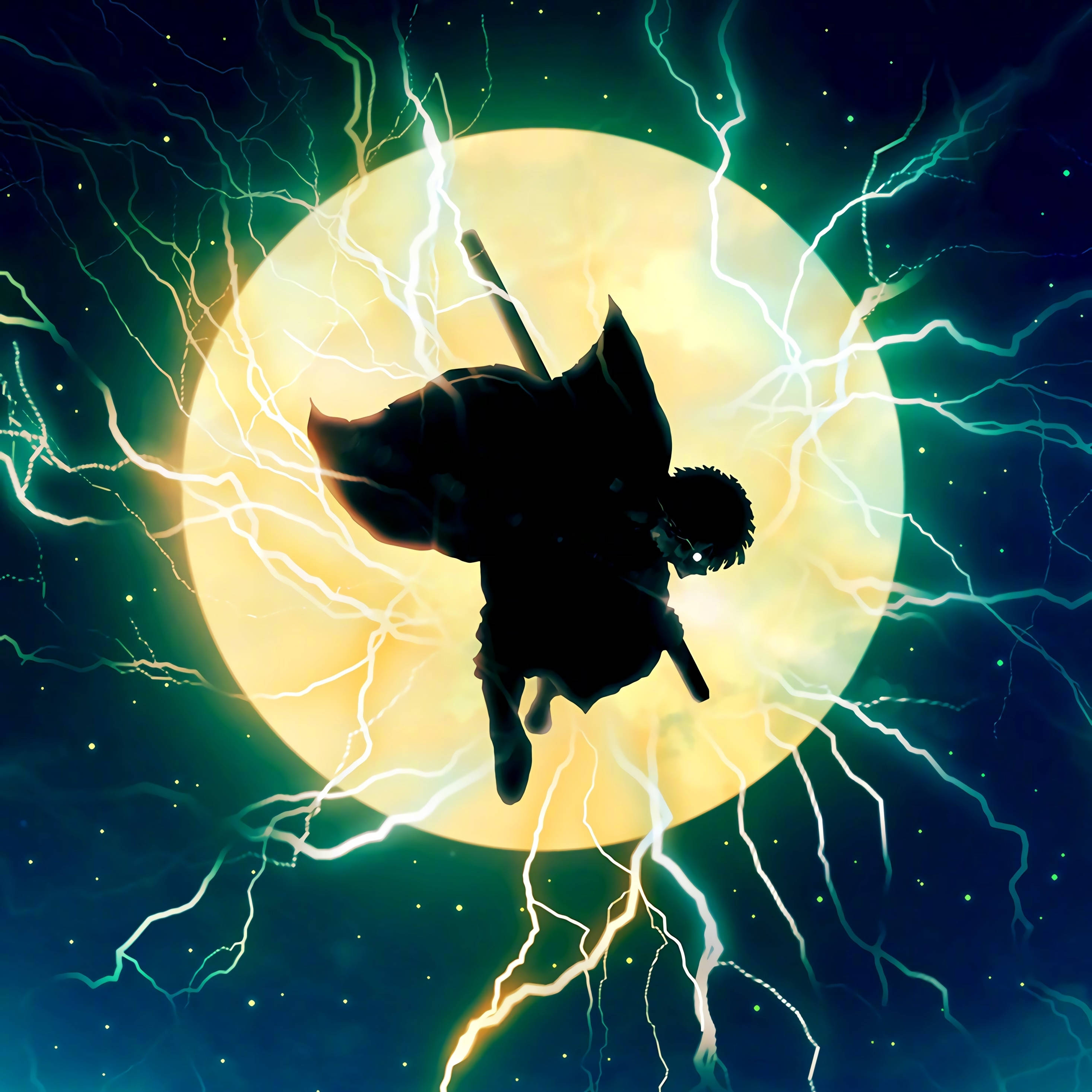 Silhouette ya Zenitsu wa Demon Slayer Picha ya Ukuta