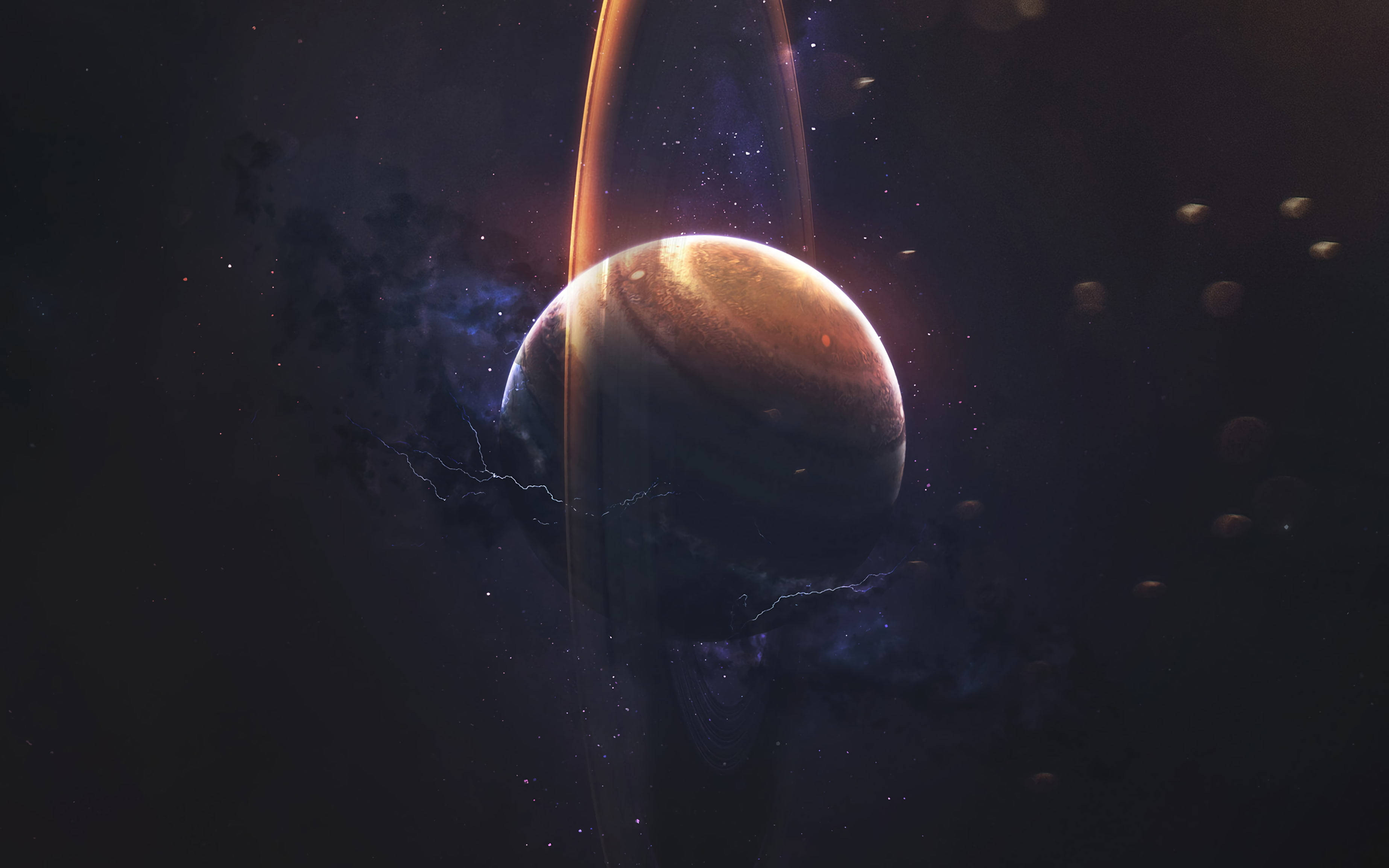 Simama Saturn 4K Picha ya Ukuta