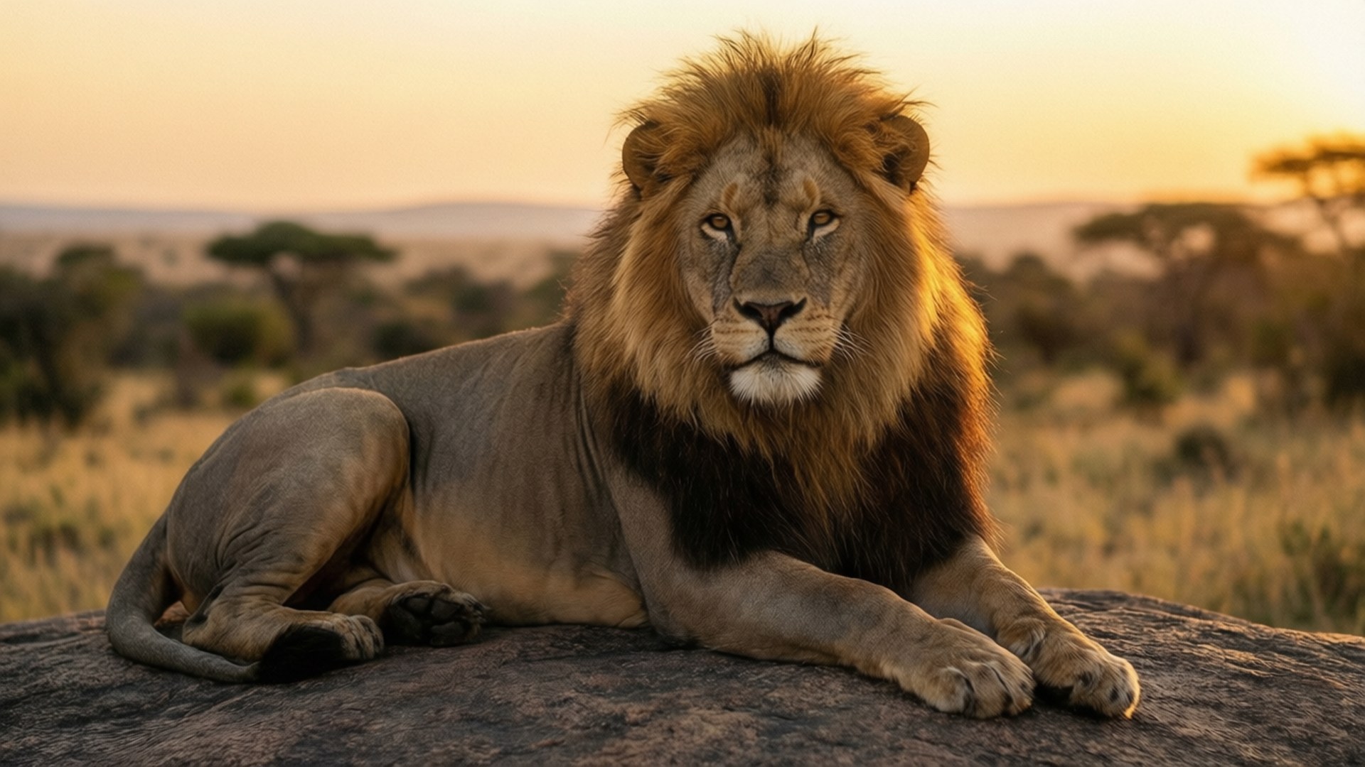 Simba kwenye Machweo Picha ya Ukuta