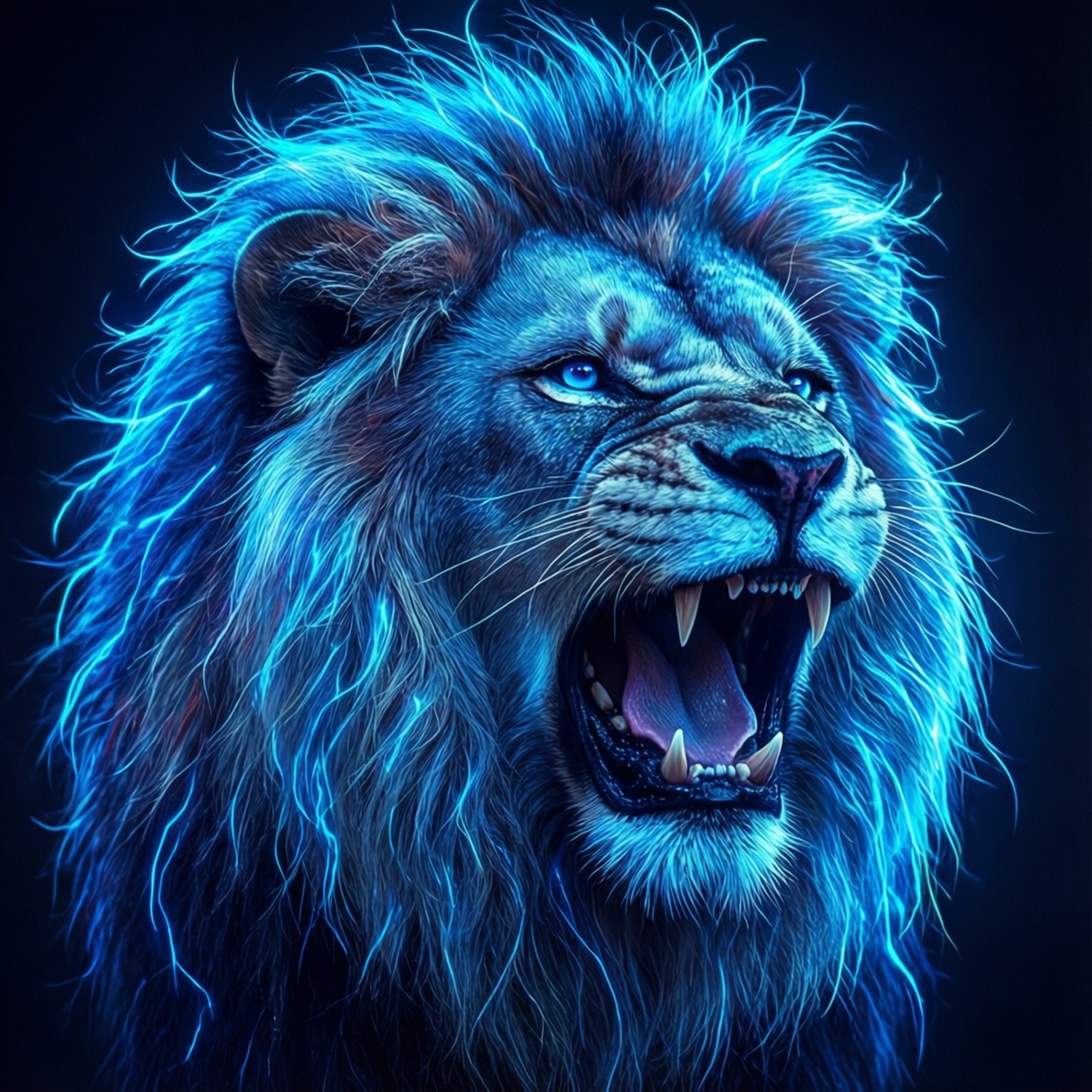 Simba wa Buluu wa Neon Picha ya Ukuta