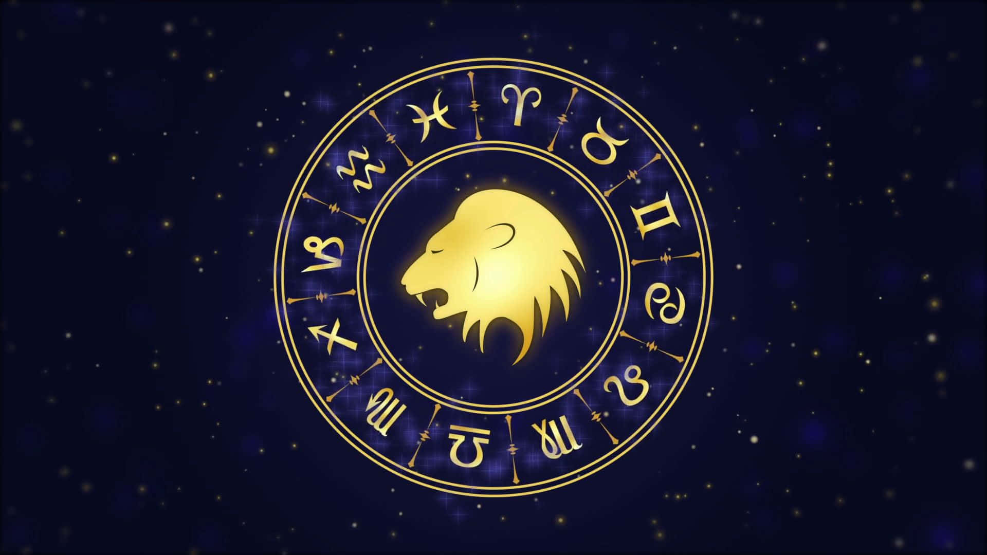 Simbu ya Dhahabu ya Zodiac Leo Picha ya Ukuta
