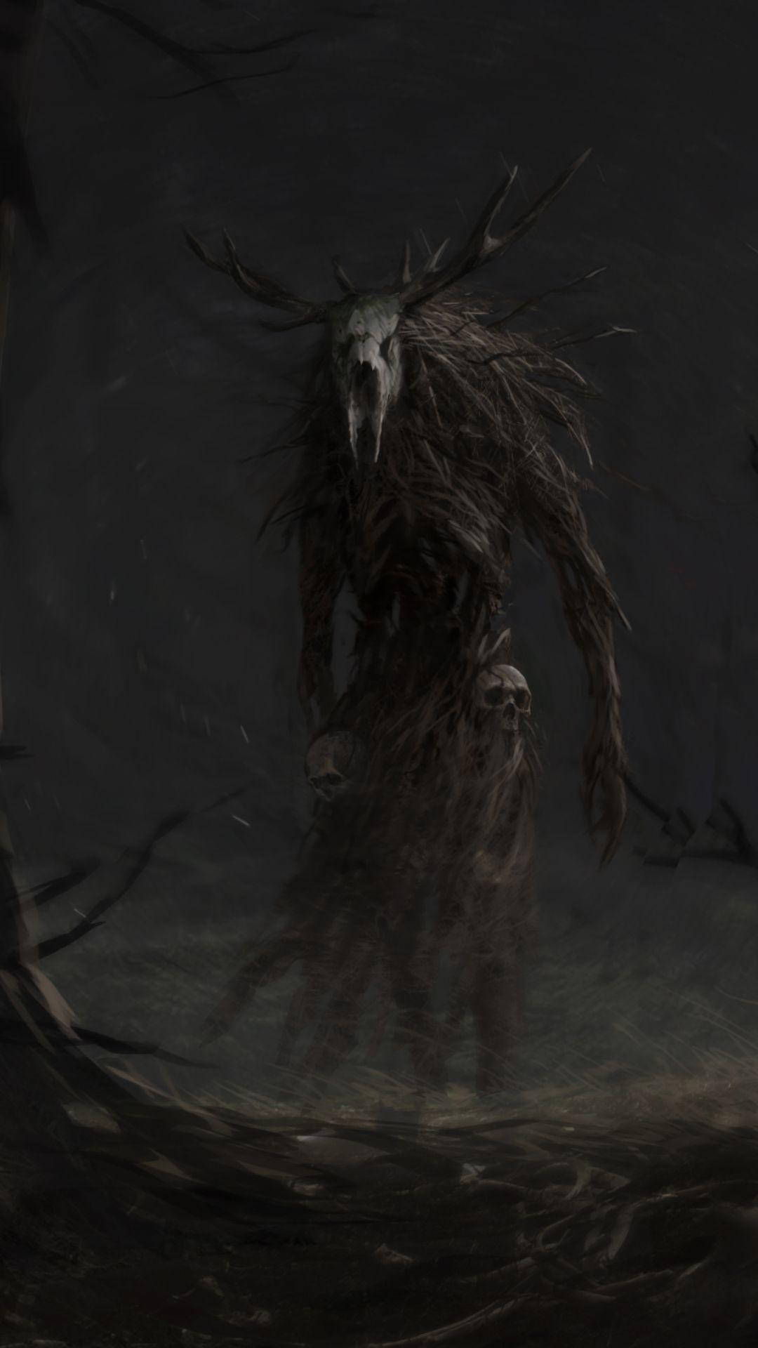 Simu Nyeusi ya Monster Aliyejifunika Picha ya Ukuta