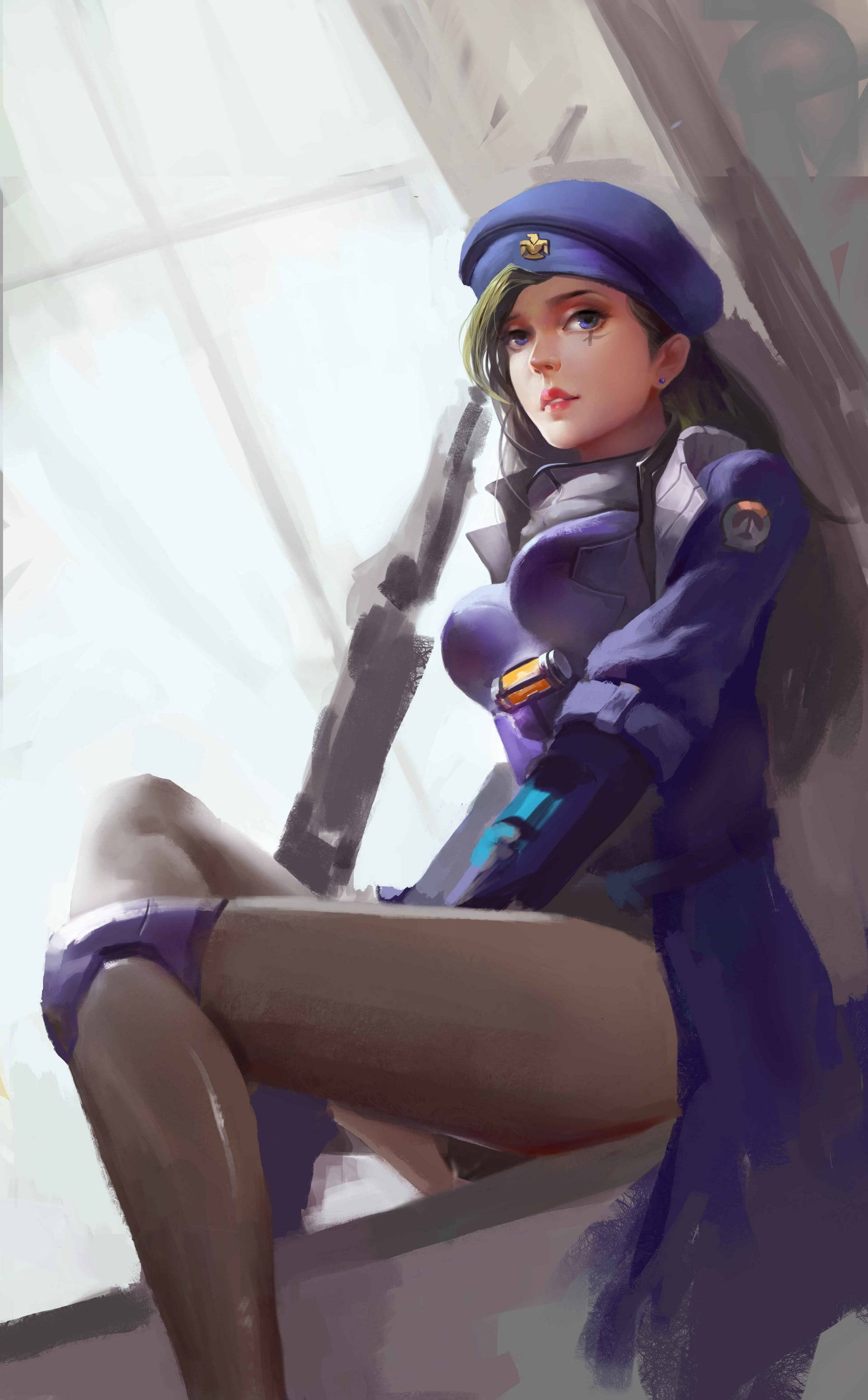 Simu Overwatch Ana Bunduki Mchoro Picha ya Ukuta