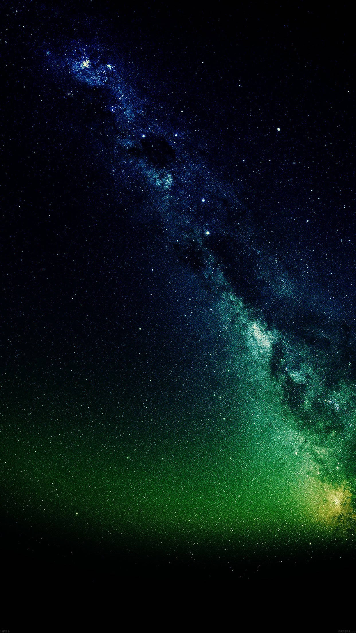 Simu ya Anga ya Nyeusi ya Milky Way ya Kijani Picha ya Ukuta