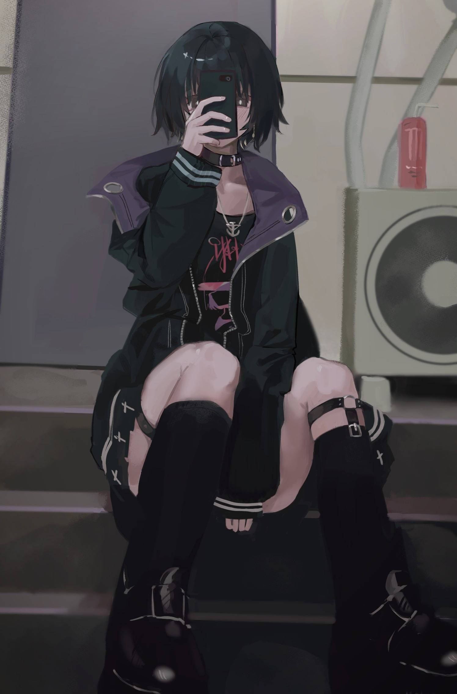 Simu ya Anime Goth Picha ya Ukuta