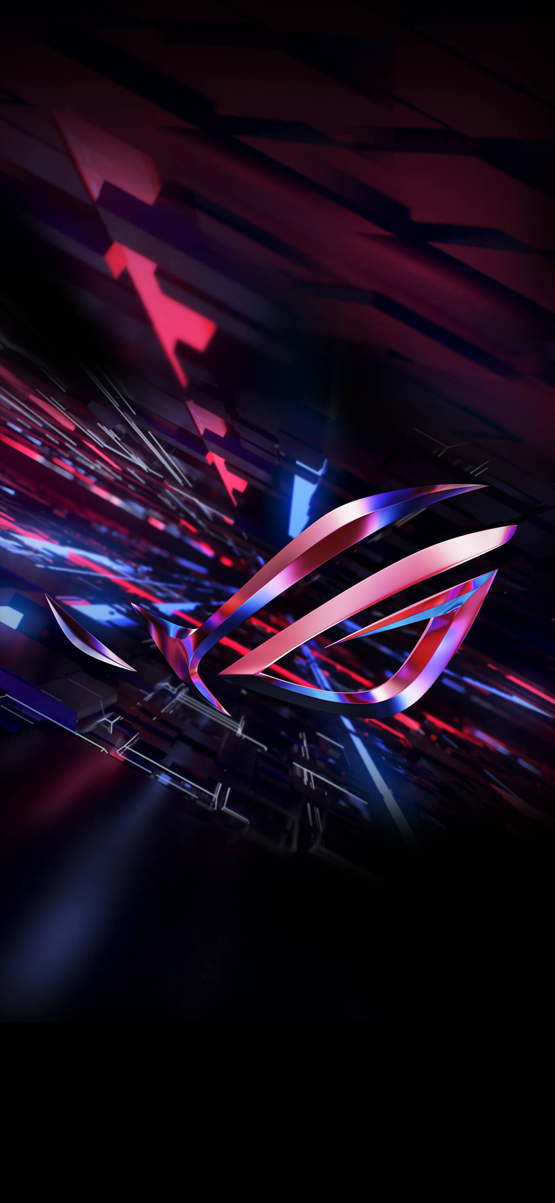 Simu ya Asus ROG Nyekundu ya 3D Inayovutia yenye Nembo Inayoangaza Picha ya Ukuta