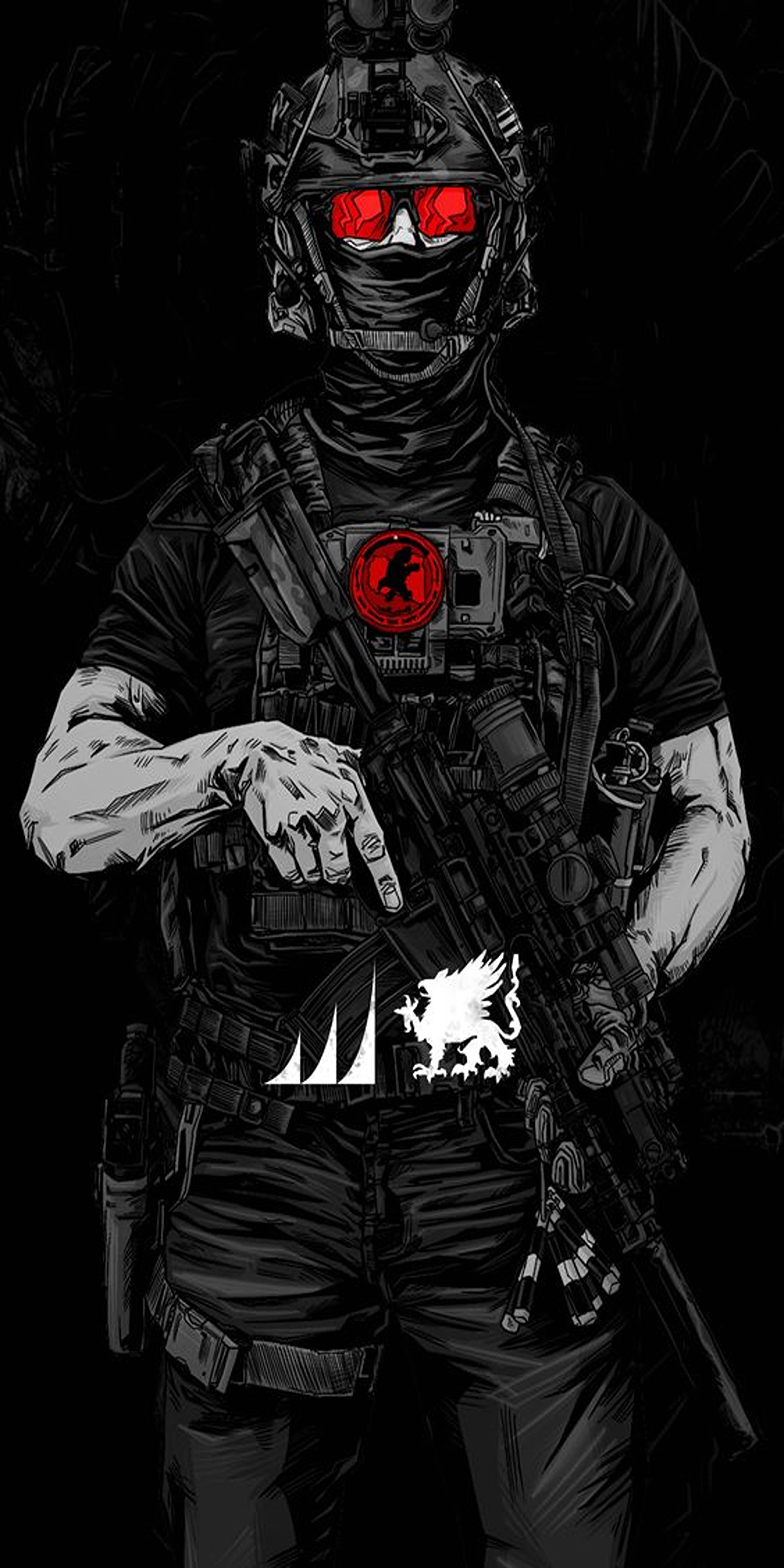 Simu ya Call of Duty yenye Macho Mekundu Picha ya Ukuta