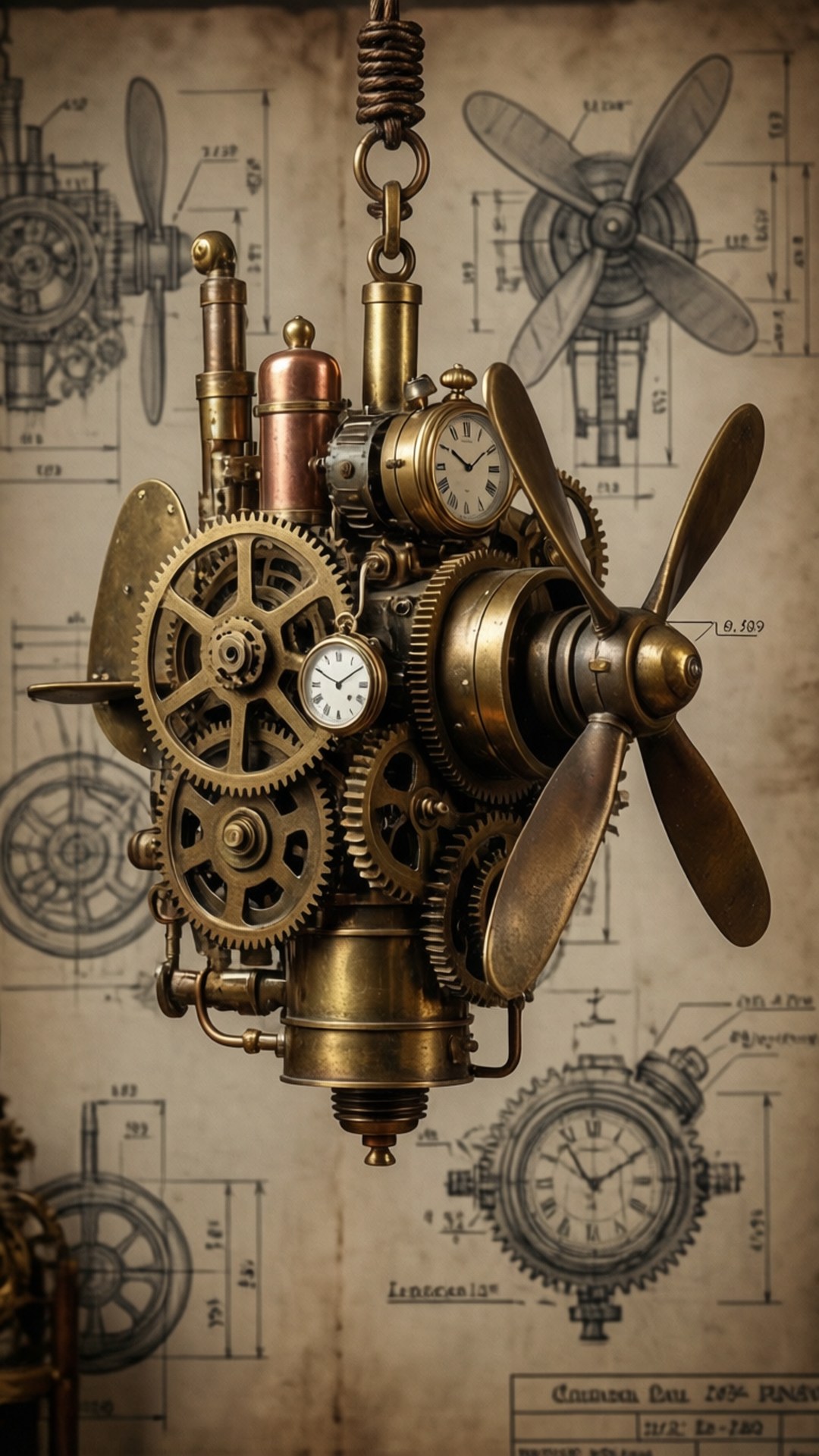 Simu ya Gia ya Steampunk Picha ya Ukuta