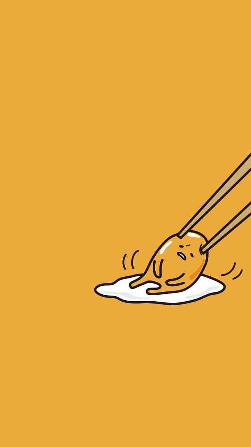 Simu ya Gudetama Inavutwa na Vijiti Picha ya Ukuta