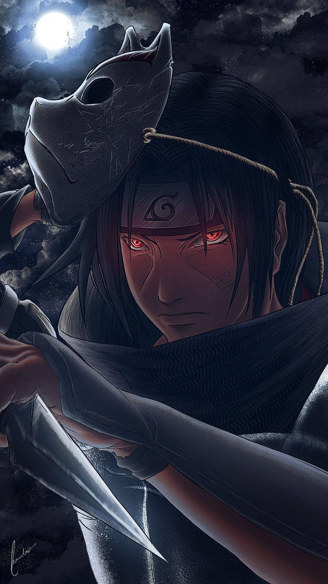 Simu ya Itachi Kinyago cha Giza Picha ya Ukuta