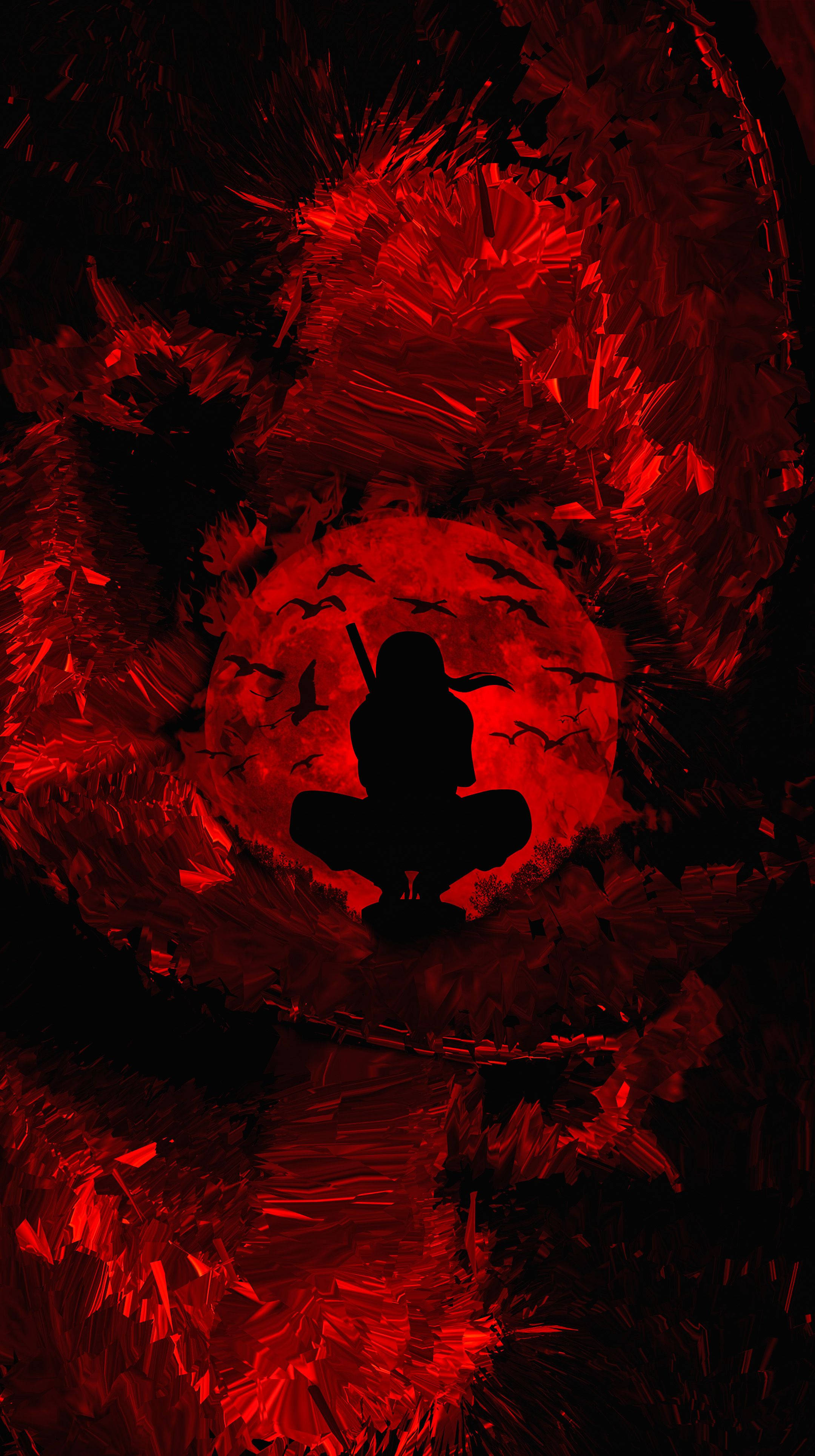 Simu ya Itachi Uchiha Mwezi Mwekundu Picha ya Ukuta