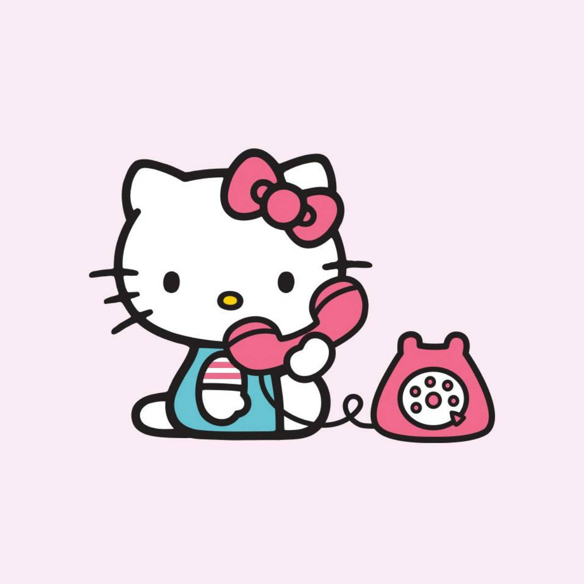 Simu ya Kale na Picha ya Wasifu ya Hello Kitty Picha ya Ukuta