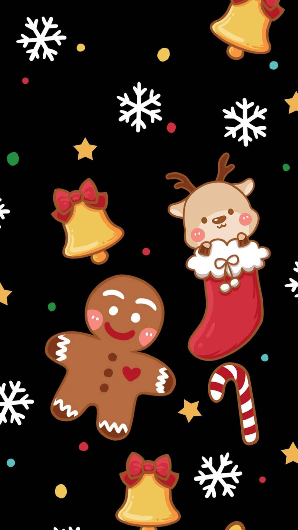 Simu ya Krismasi Rahisi na Tamu ya GingerBread na Kulungu Picha ya Ukuta