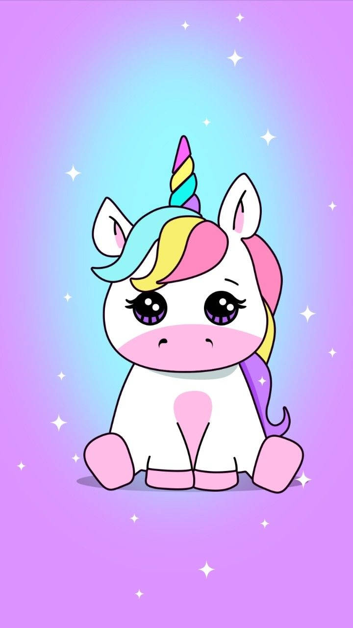 Simu ya Kupendeza ya Unicorn Picha ya Ukuta