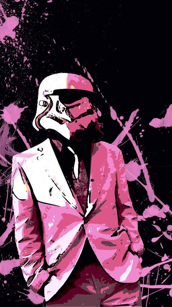 Simu ya Kupendeza ya Stormtrooper Katika Suti Picha ya Ukuta