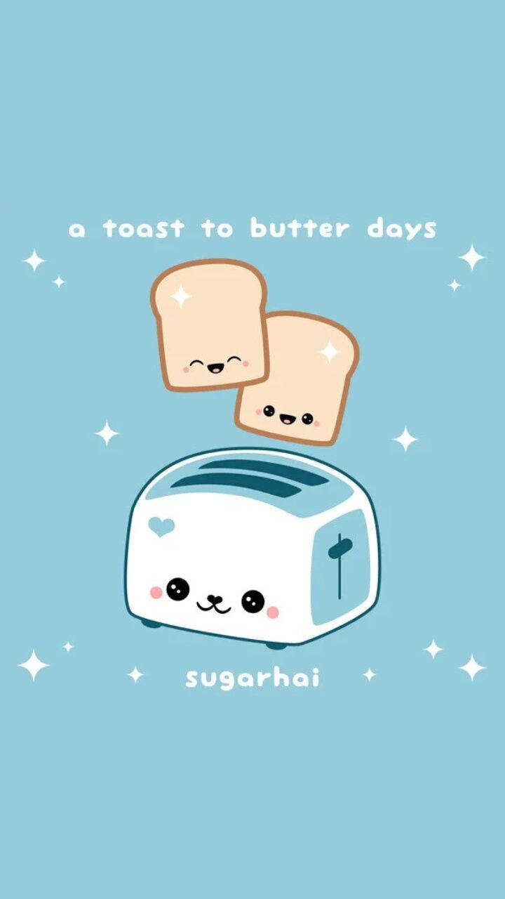 Simu ya Kupendeza ya Transparent Kawaii Toaster Aesthetic Picha ya Ukuta