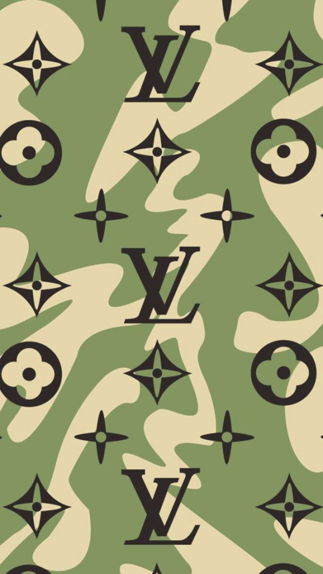 Simu ya Louis Vuitton Kijani Camouflage Picha ya Ukuta