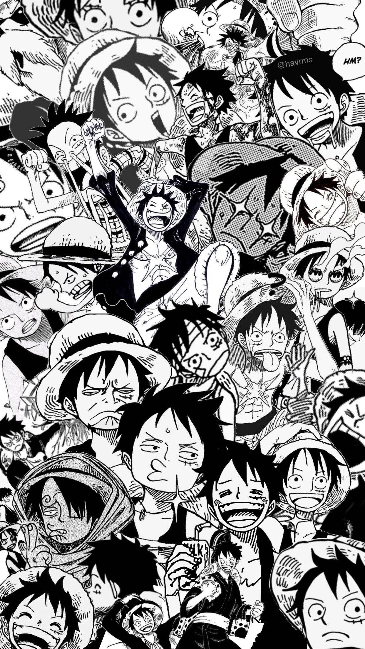 Simu ya One Piece Luffy Manga Collage Picha ya Ukuta
