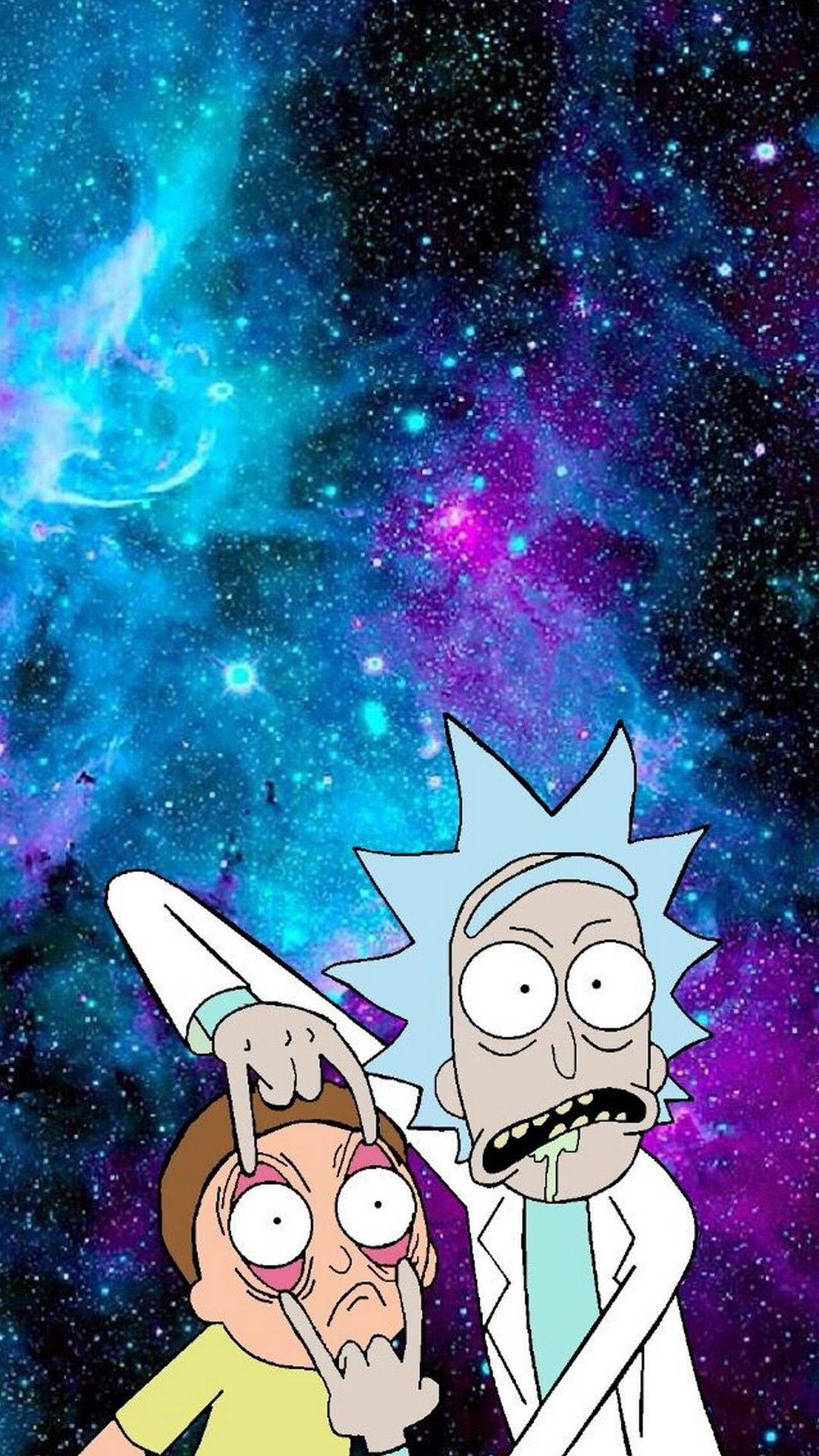 Simu ya Rick na Morty Galaxy ya Zambarau Picha ya Ukuta