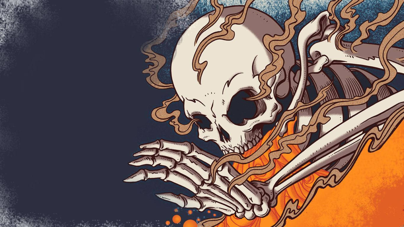 Skeleton Inayowaka Laptop ya Aesthetic ya Indie Picha ya Ukuta