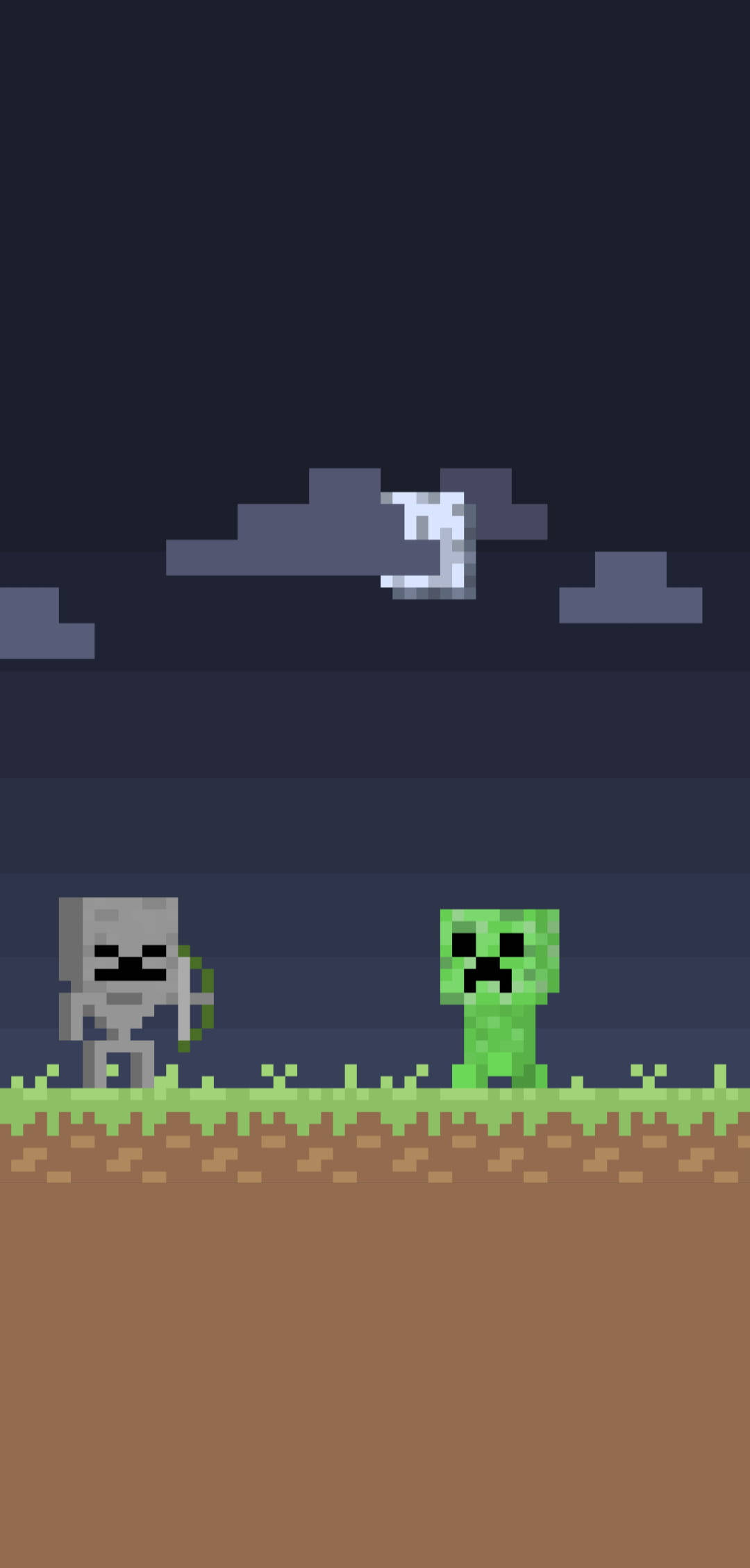Skeleton na Creeper Mob Minecraft iPhone Picha ya Ukuta