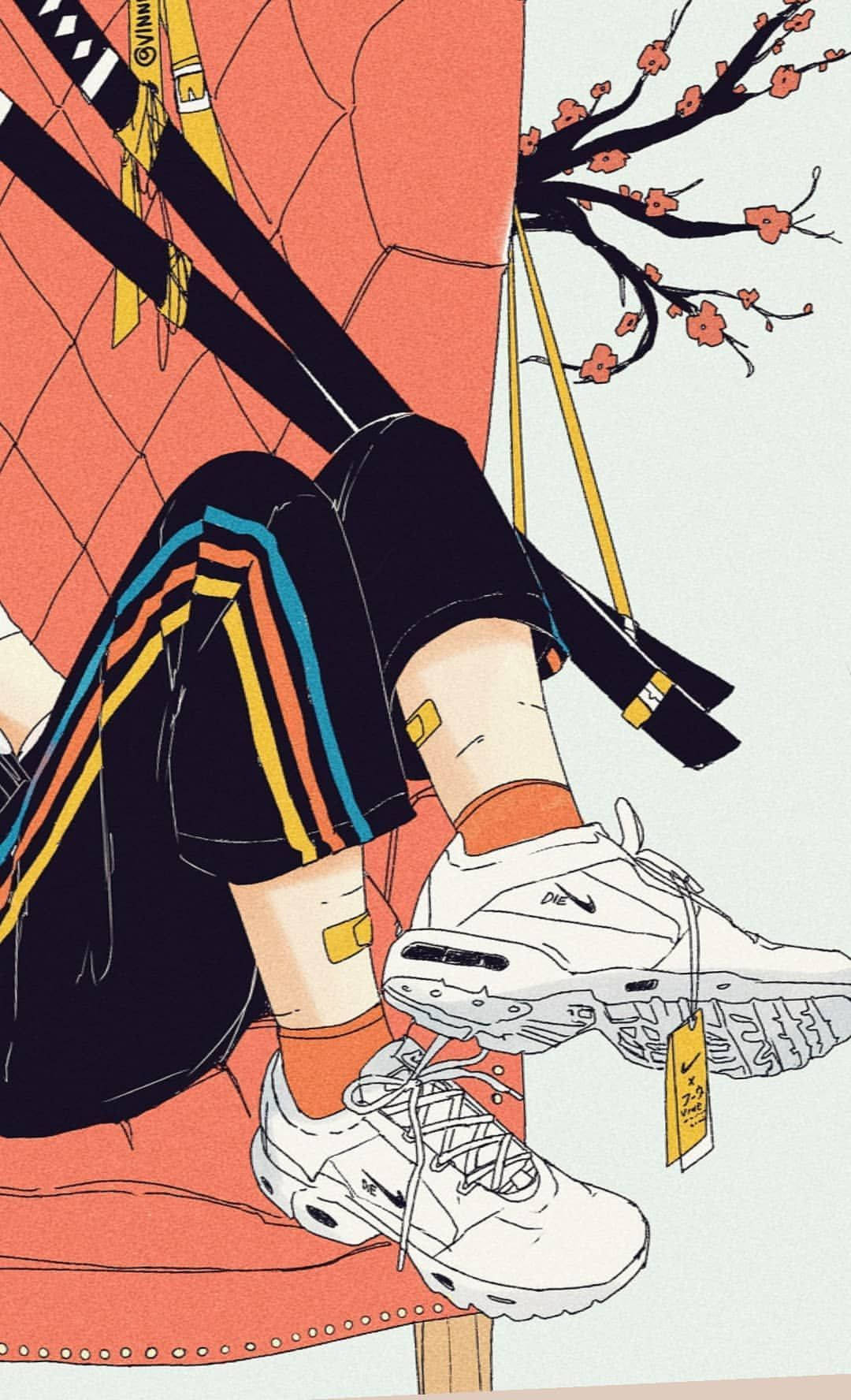 Sketches za Aesthetic za Viatu Nyeupe Picha ya Ukuta