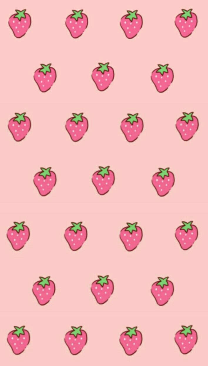 Skrini ya iPhone yenye Mandhari ya Strawberry Picha ya Ukuta
