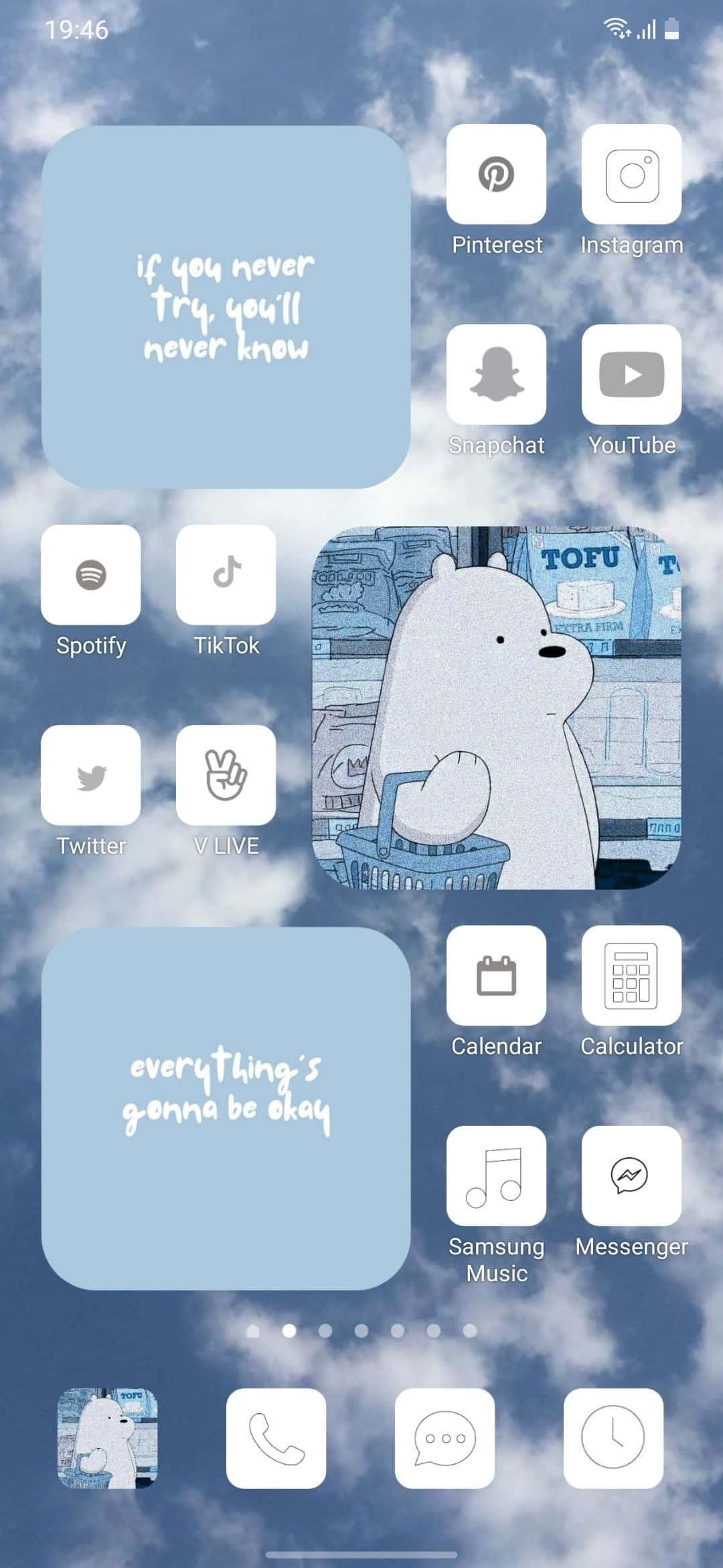 skrini ya programu ya iOS na dubu na anga Picha ya Ukuta