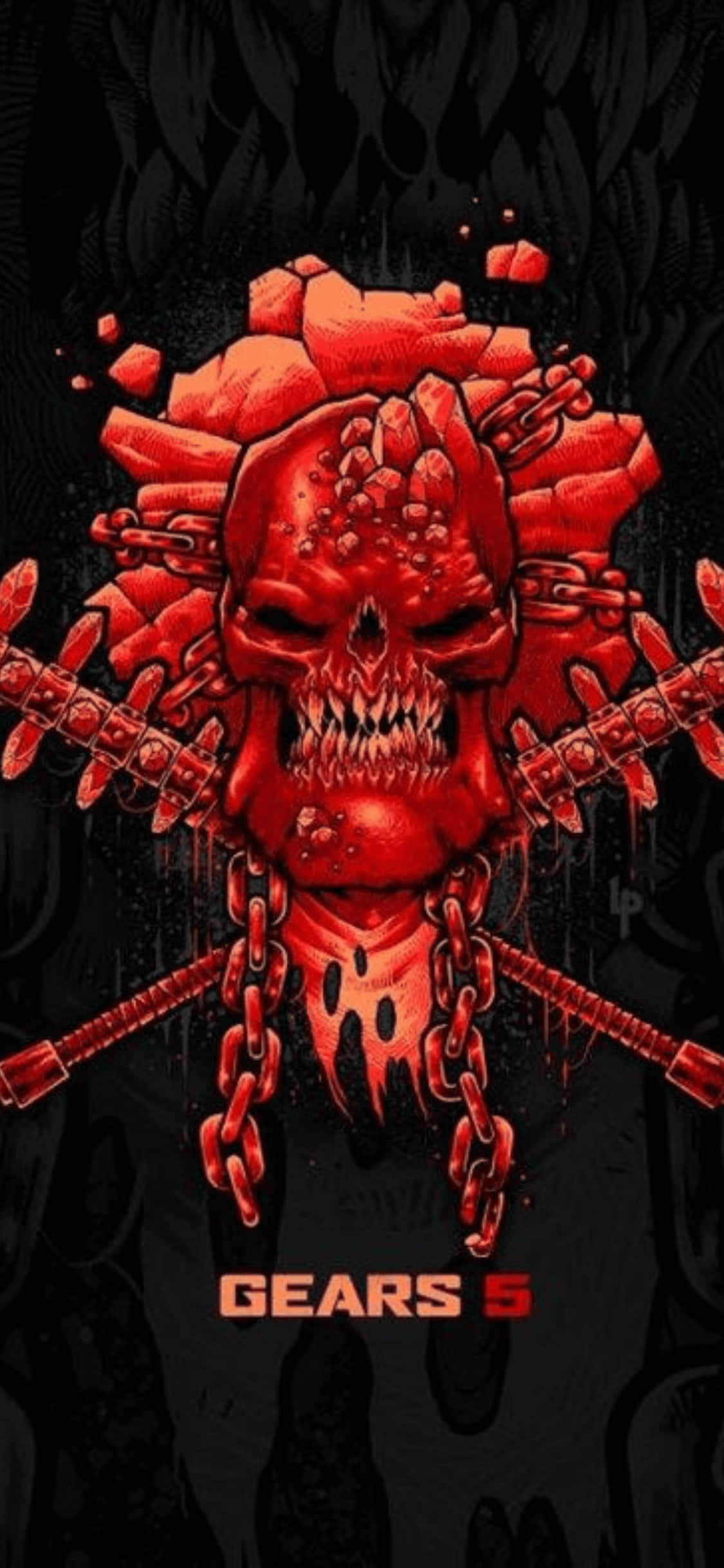 a red skull with a cross and a sword Picha ya Ukuta