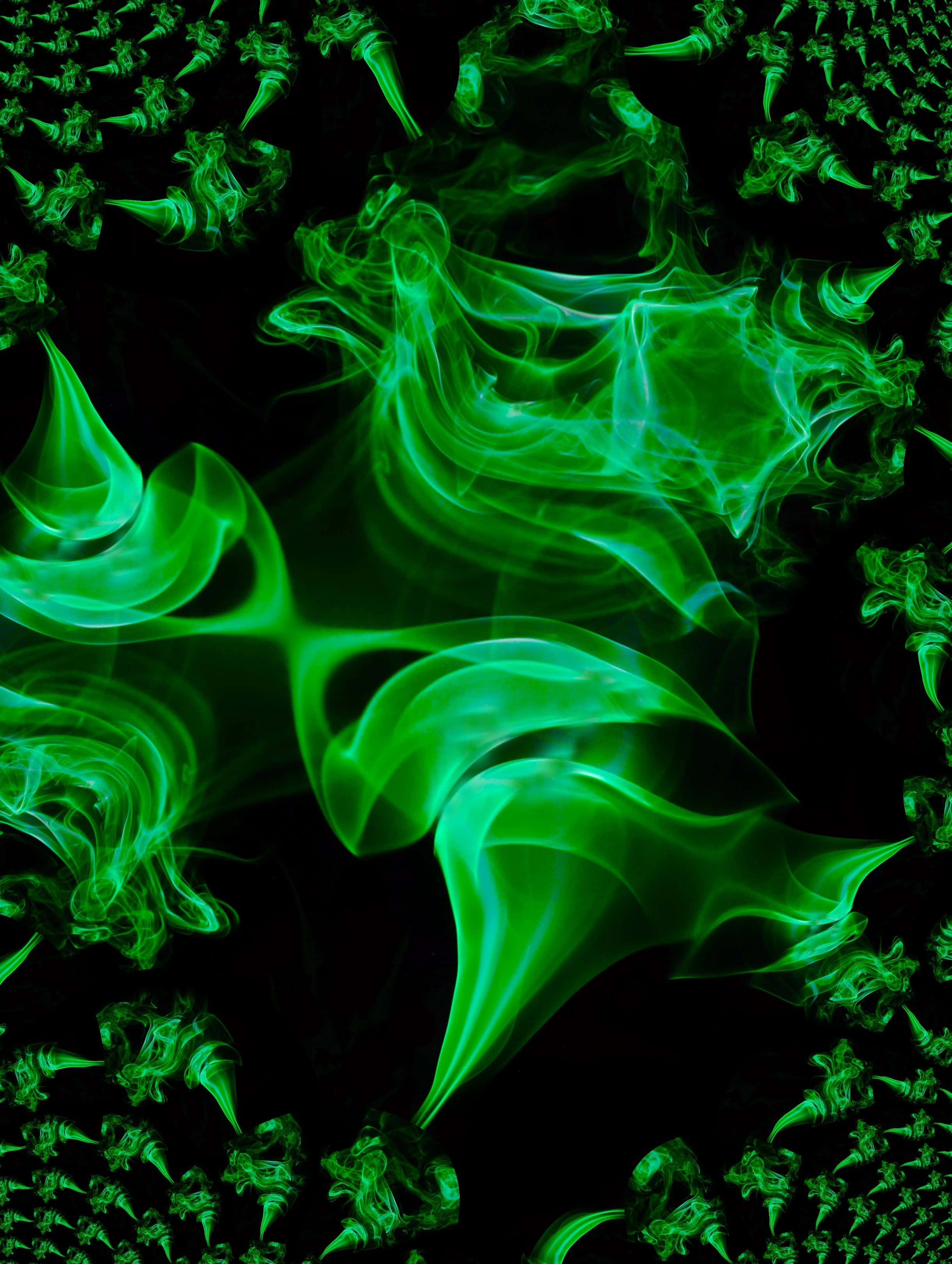Smoky Background Glowing Neon Green Smoke Picha ya Ukuta