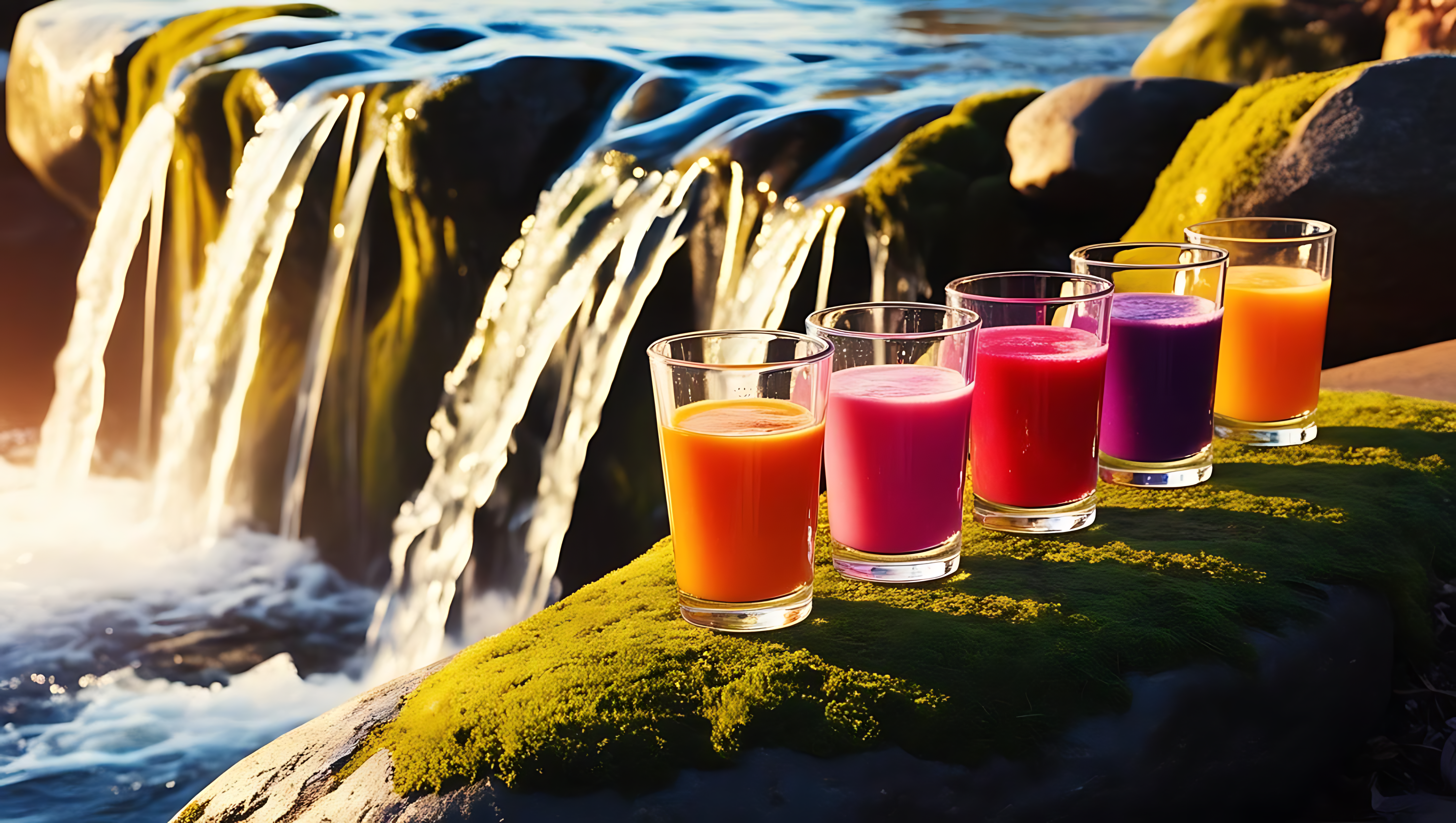 Smoothies kwenye maporomoko ya maji Picha ya Ukuta