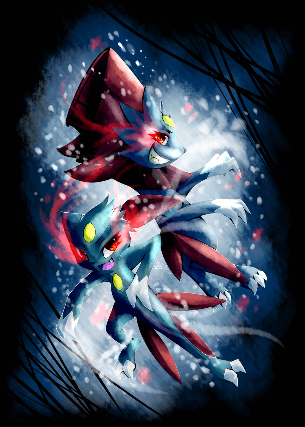 Sneasel na Weavile Picha ya Ukuta