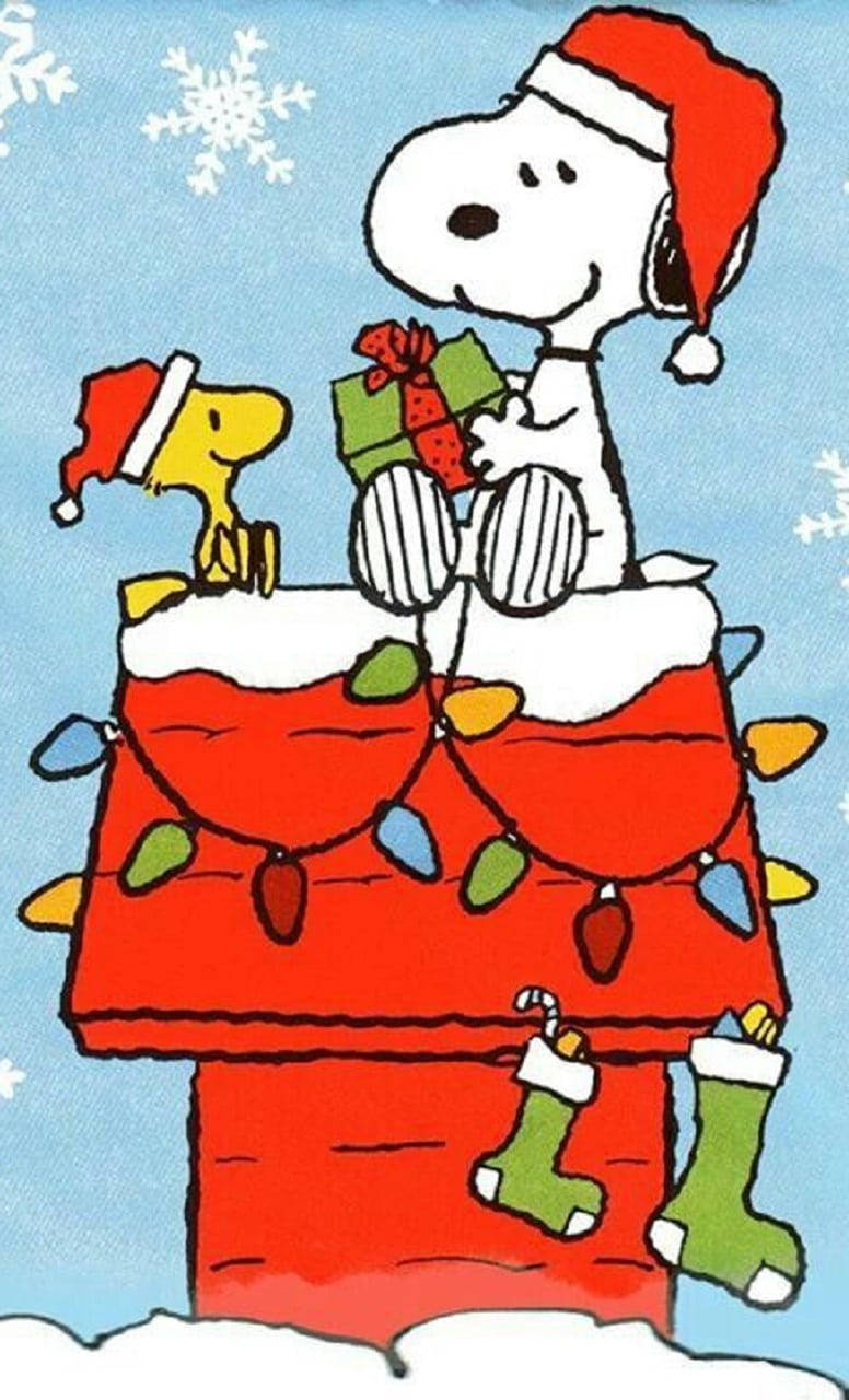 Snoopy Akipeana Zawadi za Krismasi Picha ya Ukuta