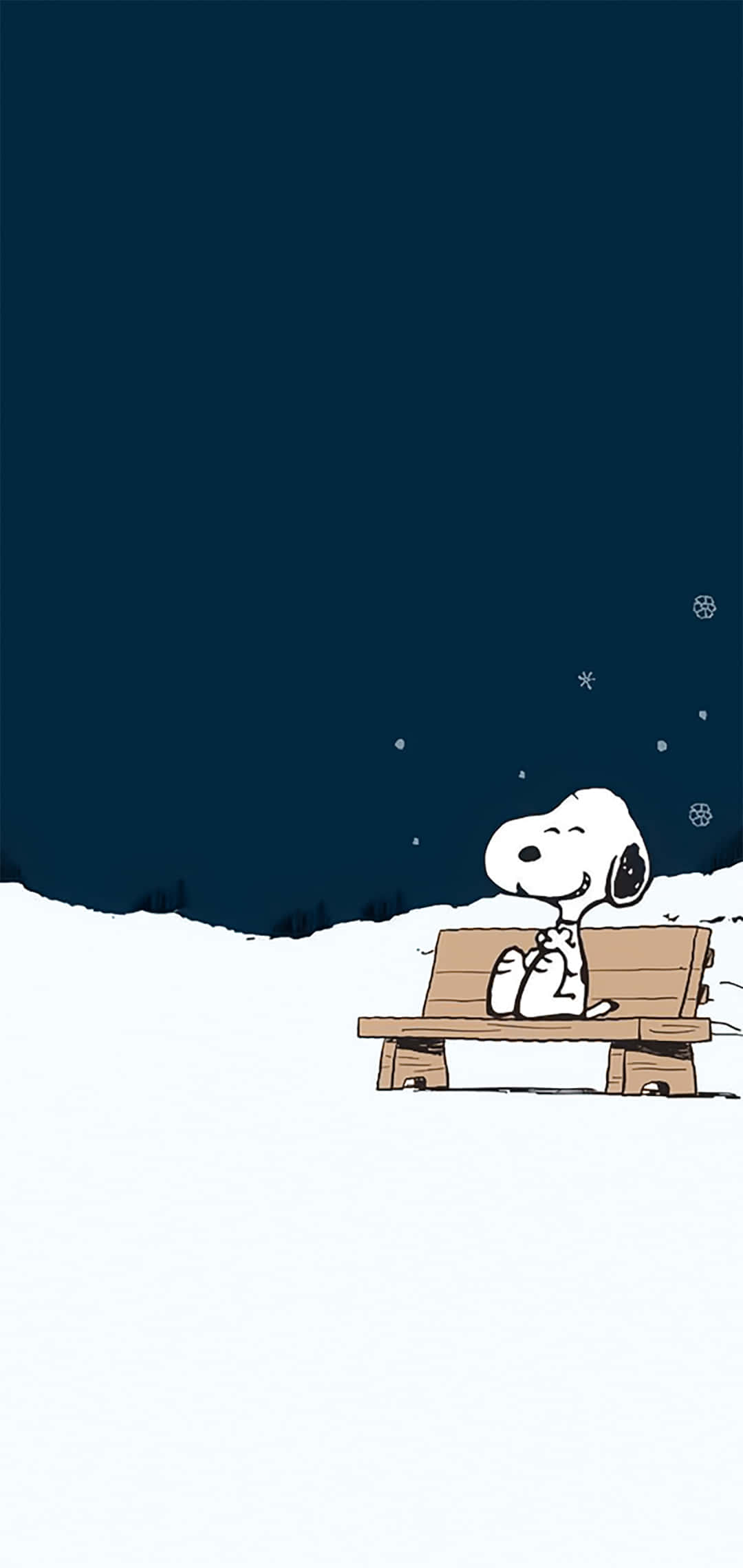 Snoopy Juu ya Bench Peanuts Krismasi Picha ya Ukuta