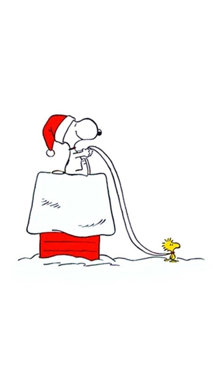 Snoopy Krismasi Nyeupe Picha ya Ukuta