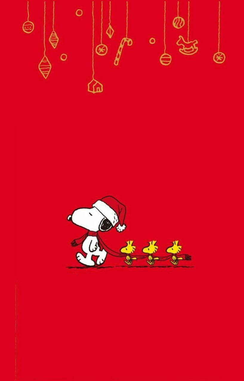Snoopy Krismasi Skafu Nyekundu Picha ya Ukuta