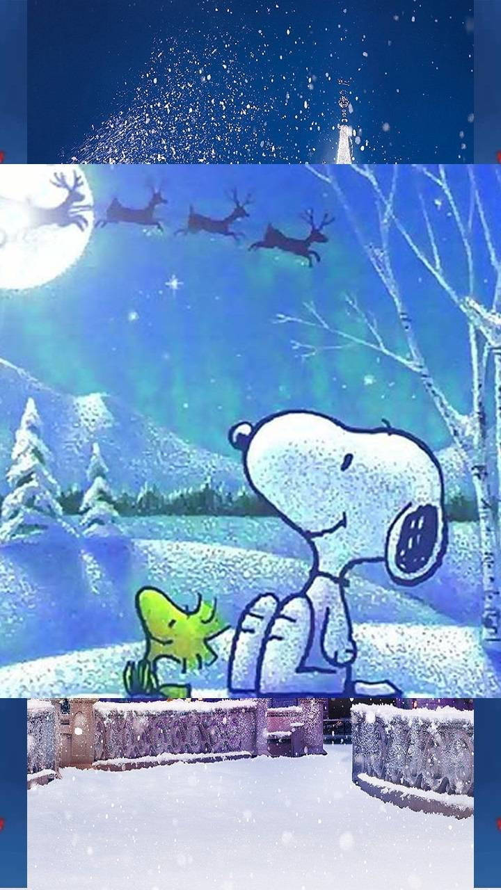 Snoopy Krismasi Reindeer Picha ya Ukuta